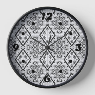 Geometric ,pattern , black and white  Clock