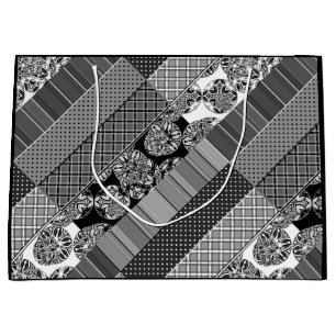 Geometric ,Pattern , black and white Large Gift Bag
