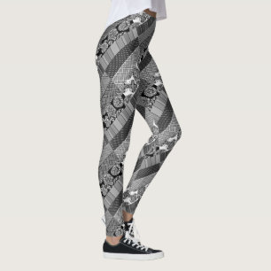 Geometric ,Pattern , black and white Leggings