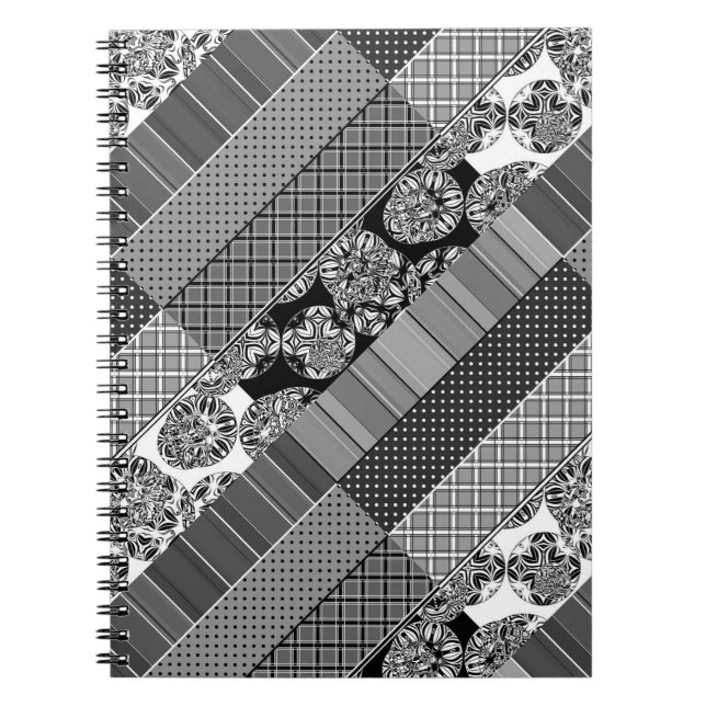 Geometric ,Pattern , black and white  Notebook (Front)
