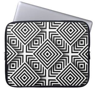 Geometric pattern. Black and white. Squares and st Laptop Sleeve