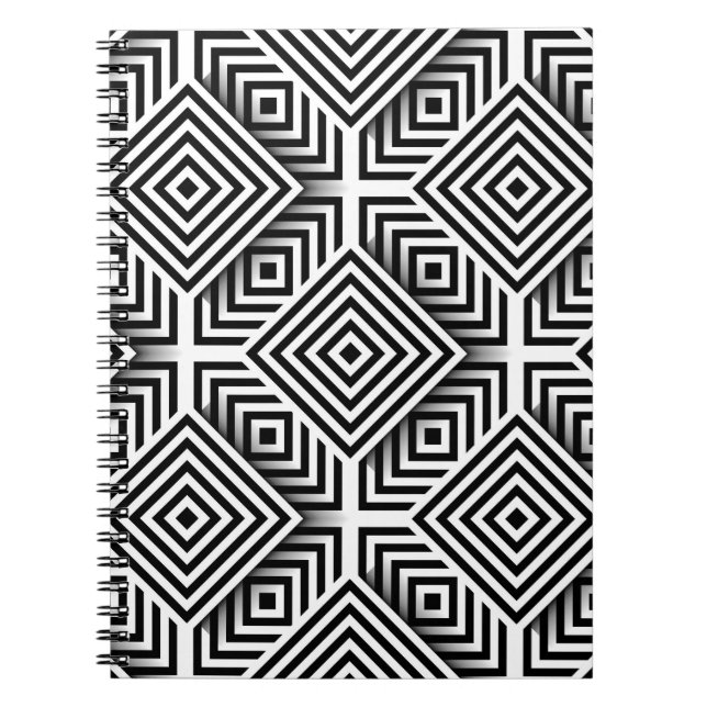 Geometric pattern. Black and white. Squares and st Notebook (Front)