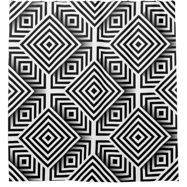 Geometric pattern. Black and white. Squares and st Shower Curtain (Front)
