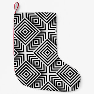 Geometric pattern. Black and white. Squares and st Small Christmas Stocking