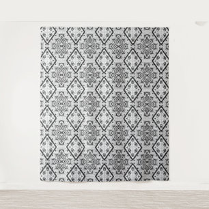 Geometric ,pattern , black and white Tapestry