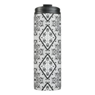 Geometric ,pattern , black and white  Thermal Tumbler