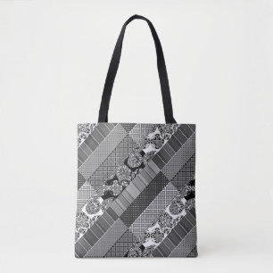 Geometric ,Pattern , black and white Tote Bag