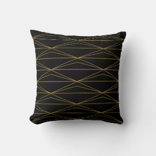 Geometric Pattern Black Gold Cushion