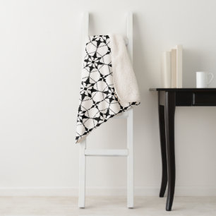 Geometric Pattern Black White   Sherpa Blanket
