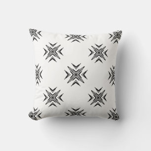 Geometric pattern black white star pillow