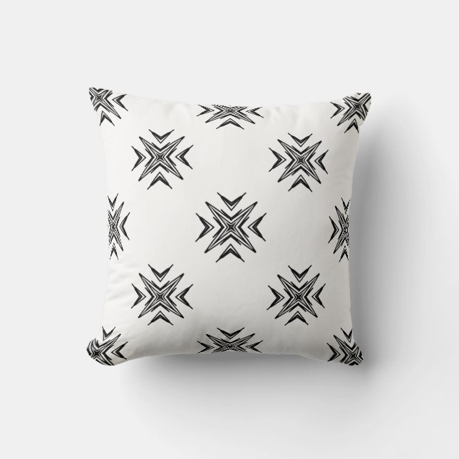 Geometric pattern black white star pillow (Front)