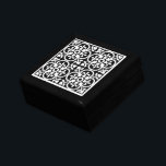Geometric Pattern Black White Wooden Keepsake Gift Gift Box<br><div class="desc">A stylish modern geometric quatrefoil black and white pattern lacquered jewellery or keepsake wood box with a stylish modern decorative ceramic tile lid.</div>
