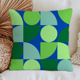 Geometric Pattern Blue& Green Mid Century Modern Cushion