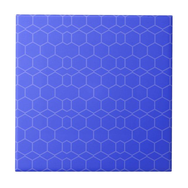 Geometric pattern blue mosaic honeycomb decorative tile (Front)