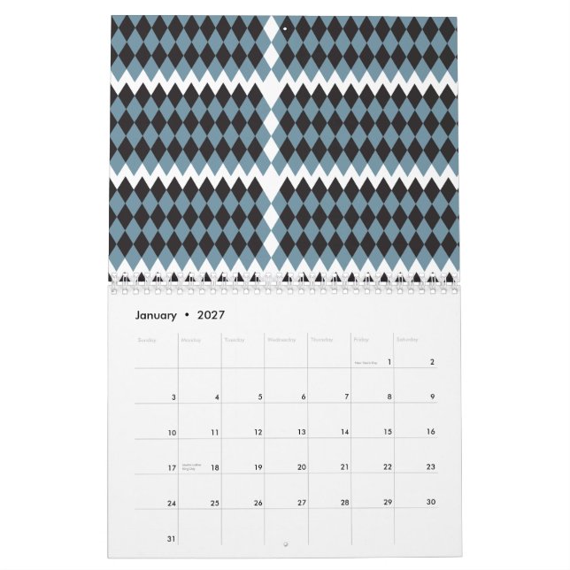Geometric Pattern Calendar | Modern Minimalist Pla (Jan 2027)