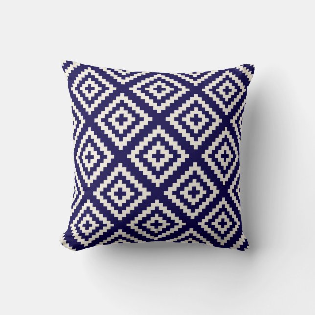 Geometric Pattern Cobalt Blue Cushion (Front)