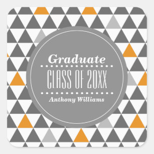 Geometric Pattern Custom Graduation Square Sticker