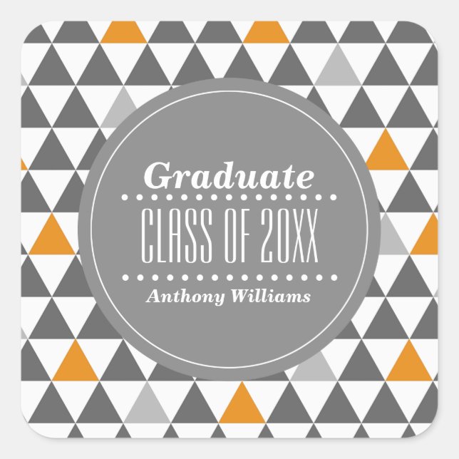 Geometric Pattern Custom Graduation  Square Sticker (Front)