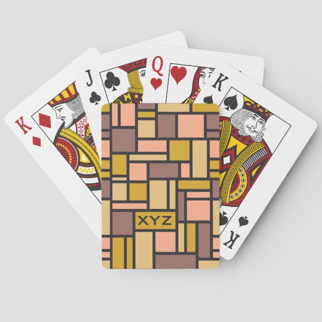 Geometric Pattern custom monogram playing cards (Back)