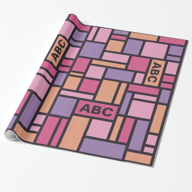 Geometric Pattern custom monogram wrapping paper (Unrolled)