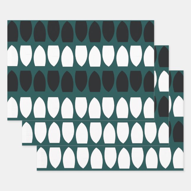 Geometric Pattern Cute Fun Festive Wrapping Paper Sheet (Set)