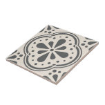 Geometric Pattern Decorative Ceramic Tile<br><div class="desc">A stylish modern geometric quatrefoil circle pattern for a kitchen backsplash, art tile, fireplace surround, bathroom and shower. You may also like this style in a framed tile or keepsake box. Dark charcoal grey and white.</div>