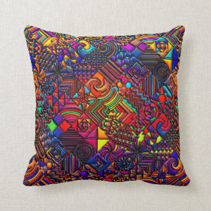 Geometric Pattern Digital Quilt Modern Retro Art Cushion