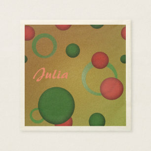 Geometric Pattern Dots Circles on Golden any Name Napkin