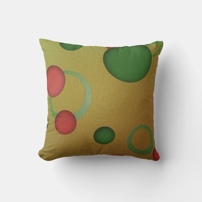 Geometric Pattern Dots Circles on Golden Cushion (Front)