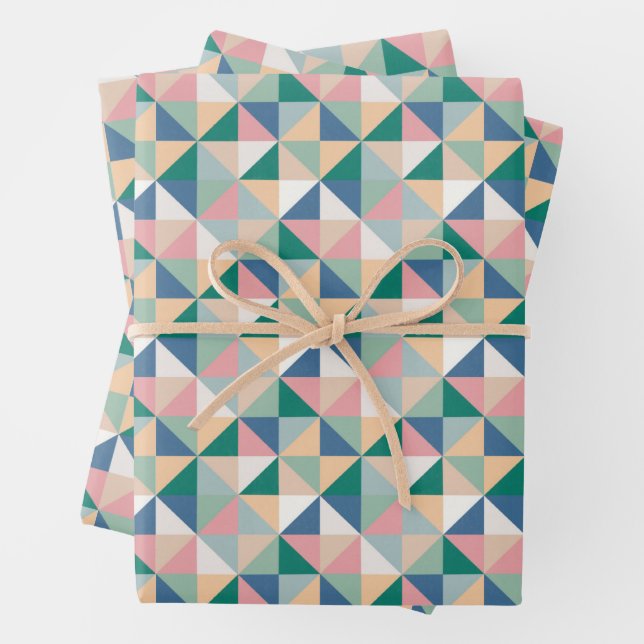 Geometric Pattern Easter Pastel Wrapping Paper Sheet (In situ)