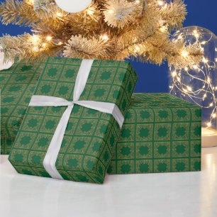 Geometric Pattern Emerald Tiles Wrapping Paper