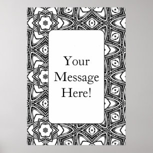 Geometric Pattern Frame Adult Colouring Page Poste Poster