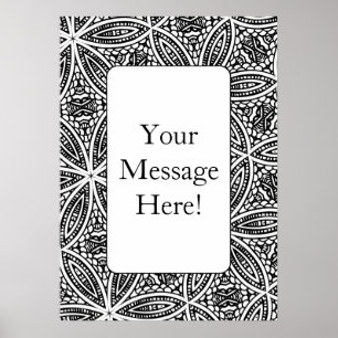 Geometric Pattern Frame Adult Colouring Page Poster