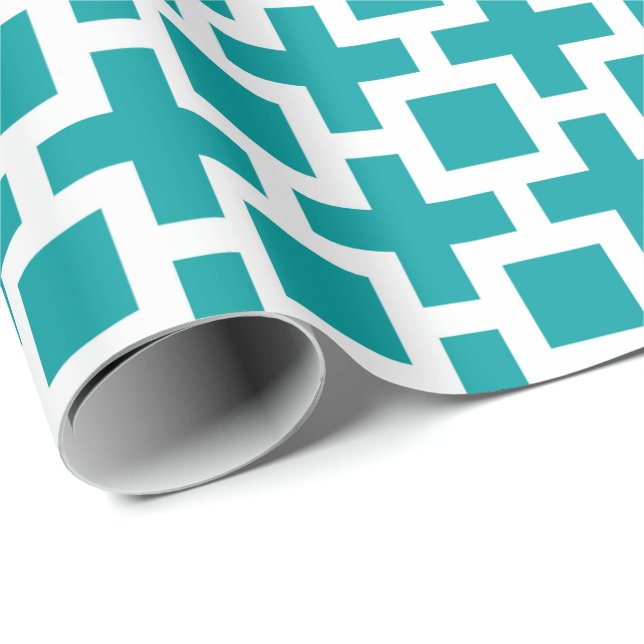 Geometric Pattern Gift Wrap Paper - Teal (Roll Corner)