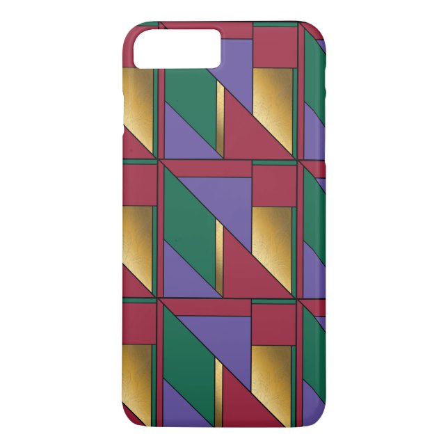 Geometric Pattern Gold Purple Green Red Case-Mate iPhone Case (Back)