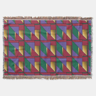 Geometric Pattern Gold Purple Green Red Throw Blanket