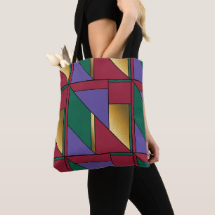 Geometric Pattern Gold Purple Green Red Tote Bag
