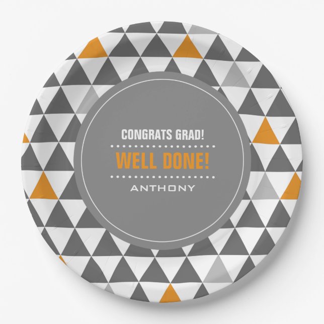 Geometric Pattern Graduation Party  Paper Plate (Front)