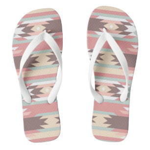Geometric pattern in aztec style 2 flip flops