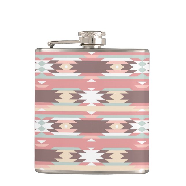 Geometric pattern in aztec style 2 hip flask (Front)