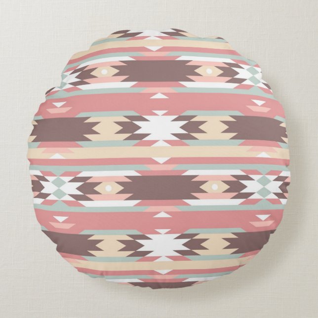 Geometric pattern in aztec style 2 round cushion (Front)