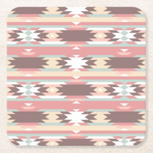 Geometric pattern in aztec style 2 square paper coaster