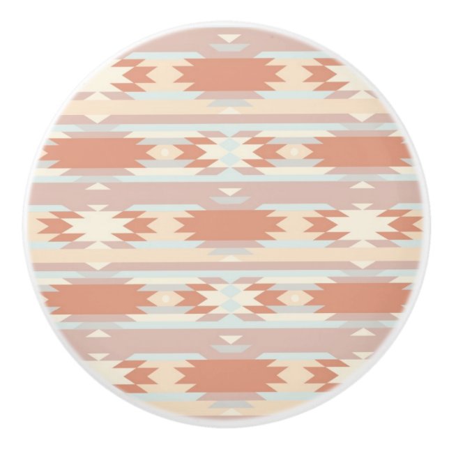 Geometric pattern in aztec style 3 ceramic knob (Front)