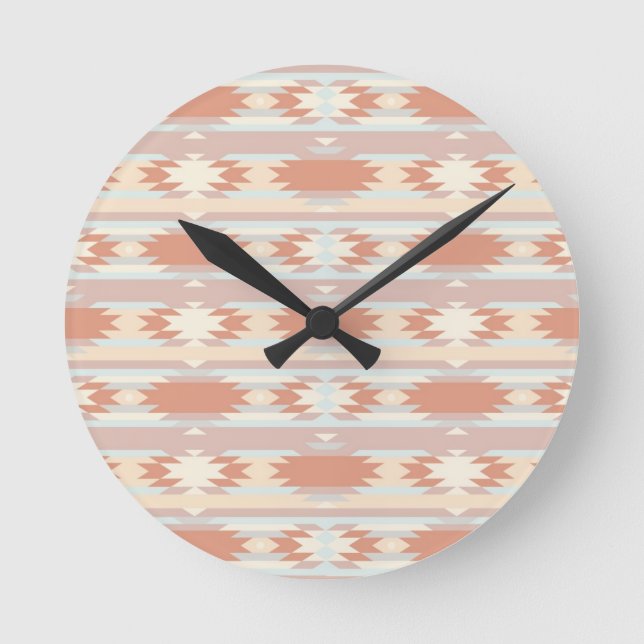 Geometric pattern in aztec style 3 round clock (Front)