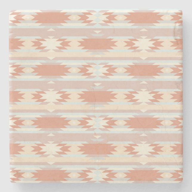 Geometric pattern in aztec style 3 stone coaster (Front)