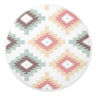 Geometric pattern in aztec style ceramic knob