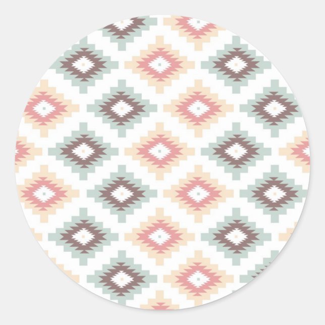 Geometric pattern in aztec style classic round sticker (Front)