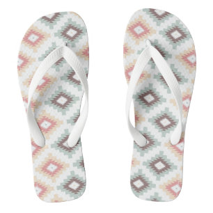 Geometric pattern in aztec style flip flops