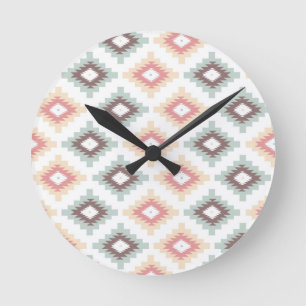 Geometric pattern in aztec style round clock