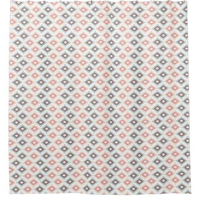 Geometric pattern in aztec style shower curtain (Front)